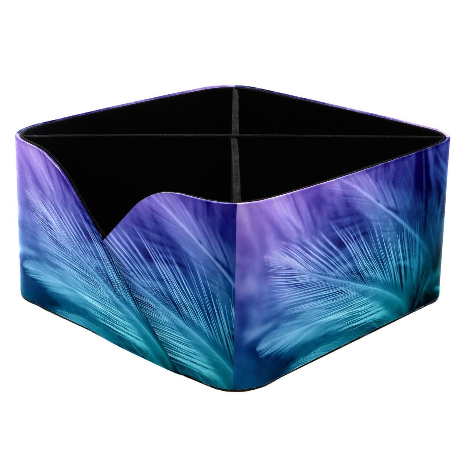 KengjuTesu Colorful Bird Feathers Desktop Organizer Pen Holder, Rectangular Pencil Cup for Office, Study and Makeup Stations