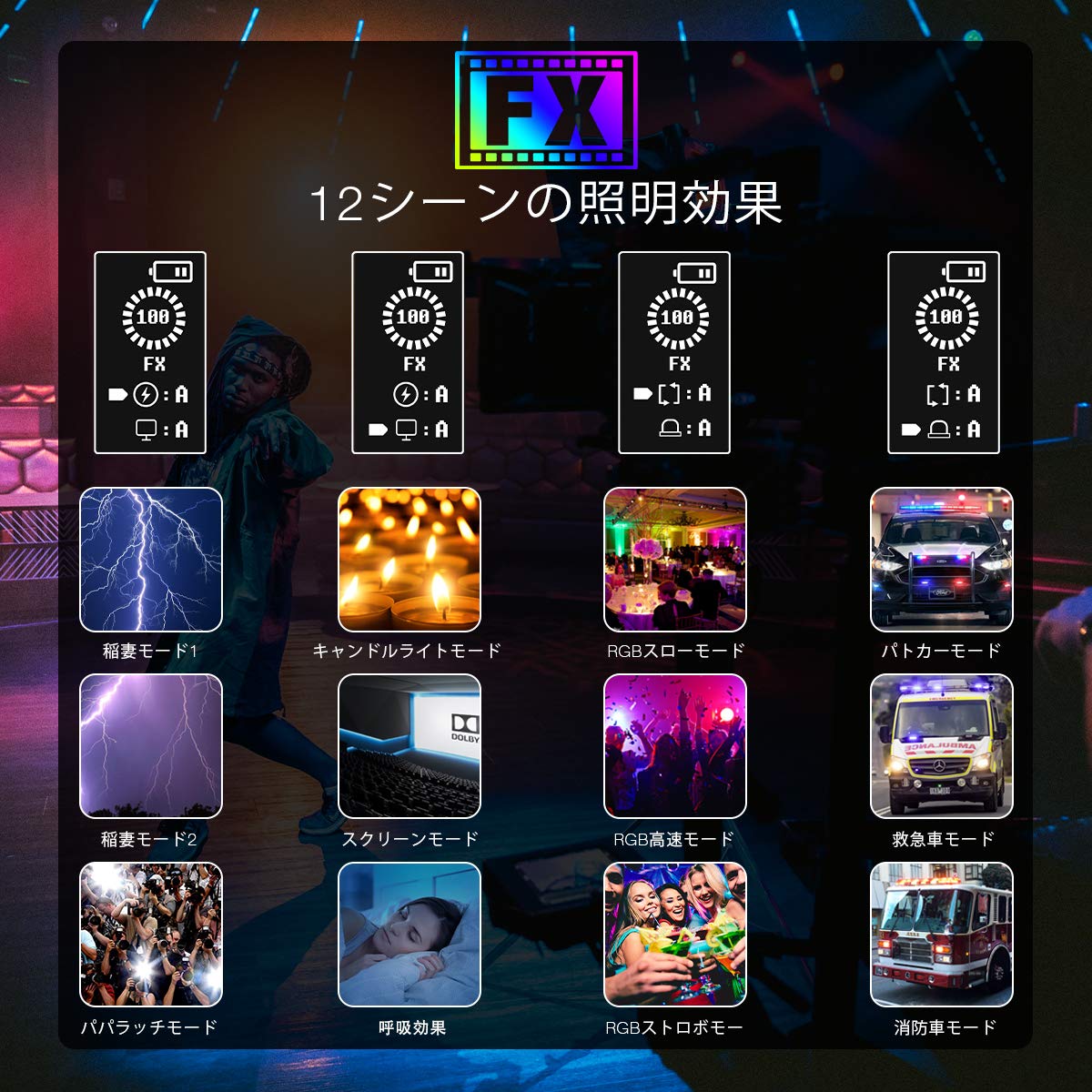 Amazon | Pixel G1S RGB LED ビデオライト 撮影用ライト 撮影