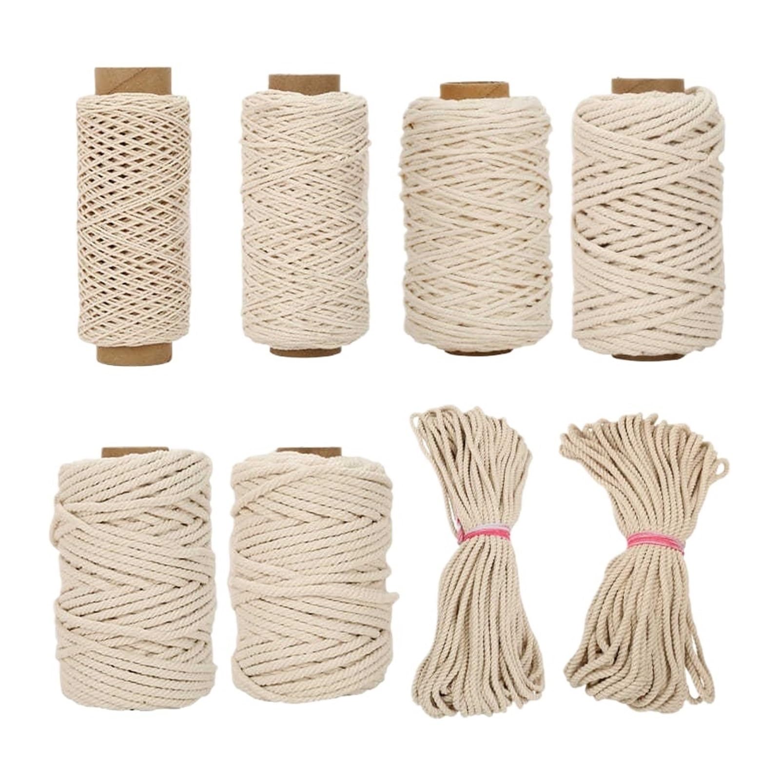 Cotton Twine String, DIY Macrame Cord In White And Jute For Crafts And Home Decor 1-10mm(White 2mm 10Meters)