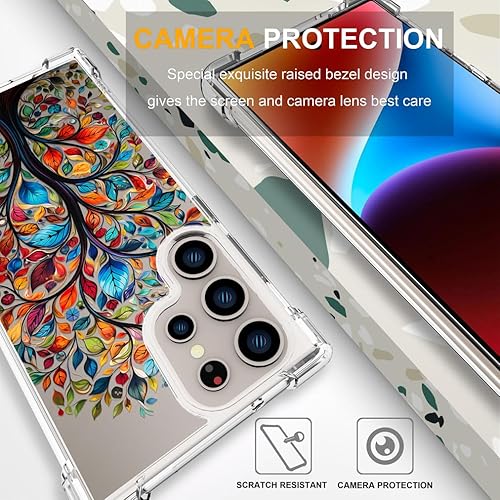 Miniatura 4 de ENDIY Funda para S24 Ultra para mujer, diseño transparente, compatible con Samsung Galaxy S24 Ultra, funda protectora kawaii transparente, hojas