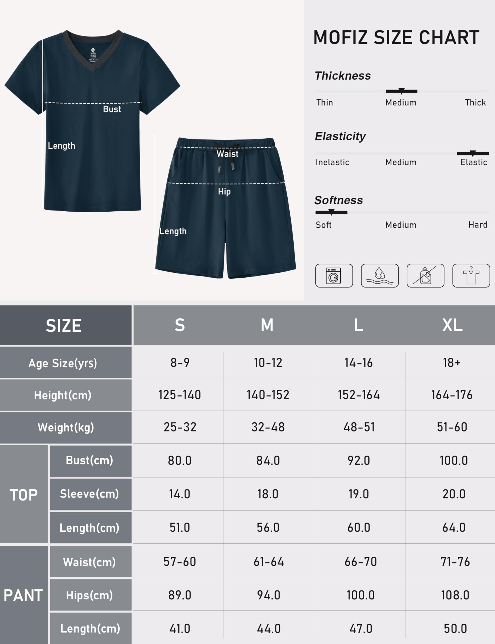 MoFiz Pijama de niño algodón conjunto corto cuello V manga corta 128-176 cm