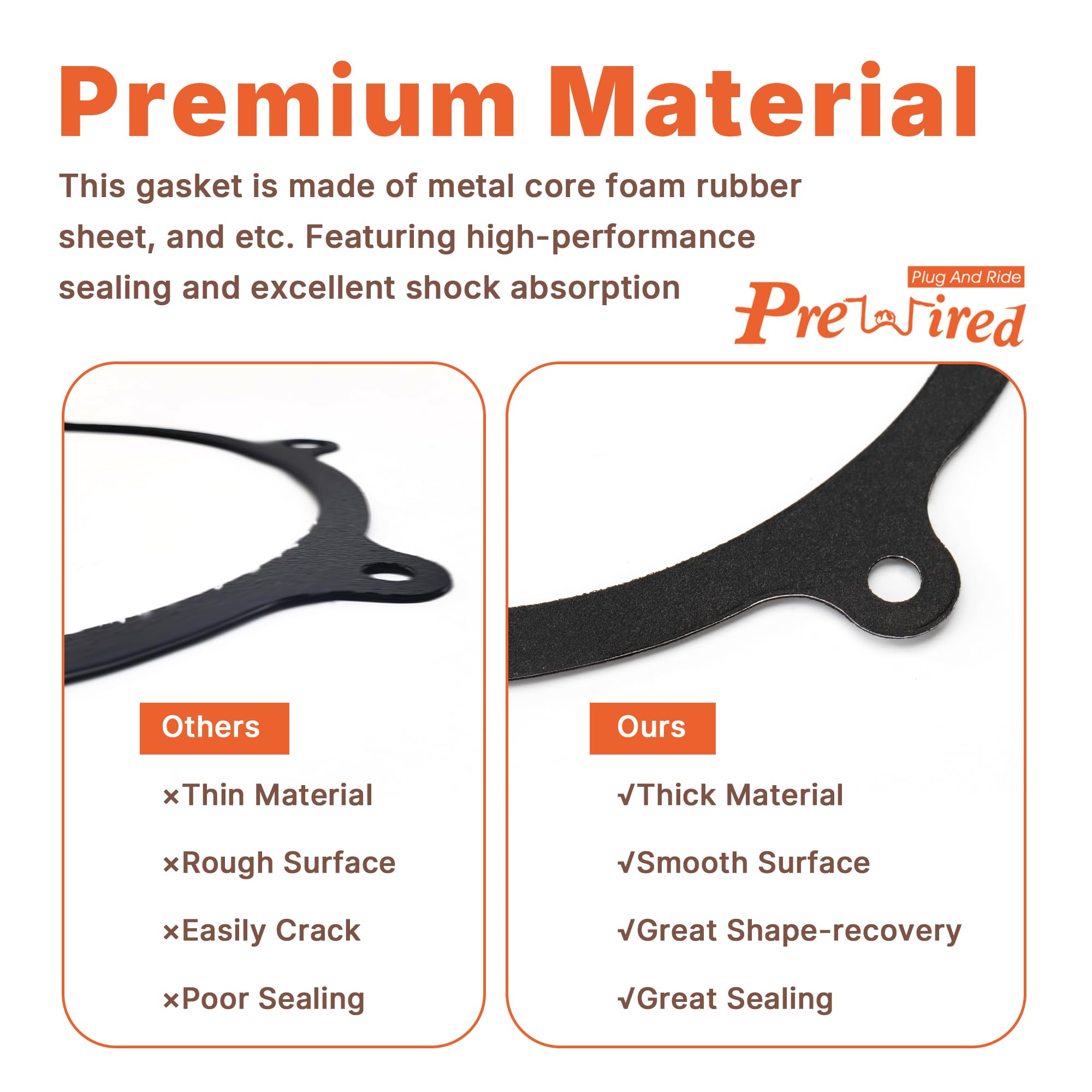 Prewired Primary Cover Gasket Seal Kit for Harley 2007-2016 Twin
