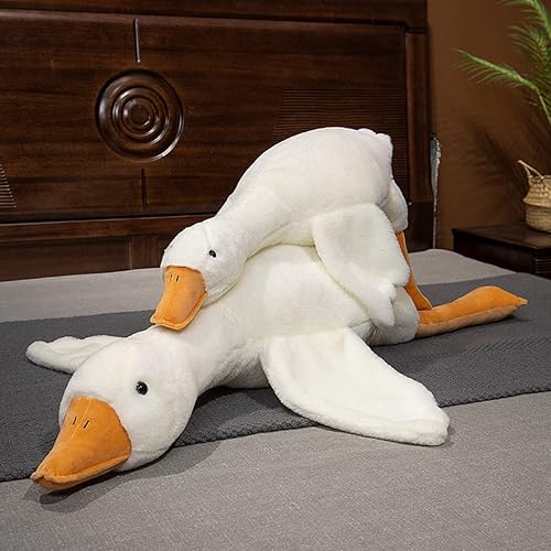 Miniatura 5 de pangcangshu Bonito juguete de almohada de ganso de peluche de ganso blanco gigante, almohada de peluche de pato súper suave para todas las edades