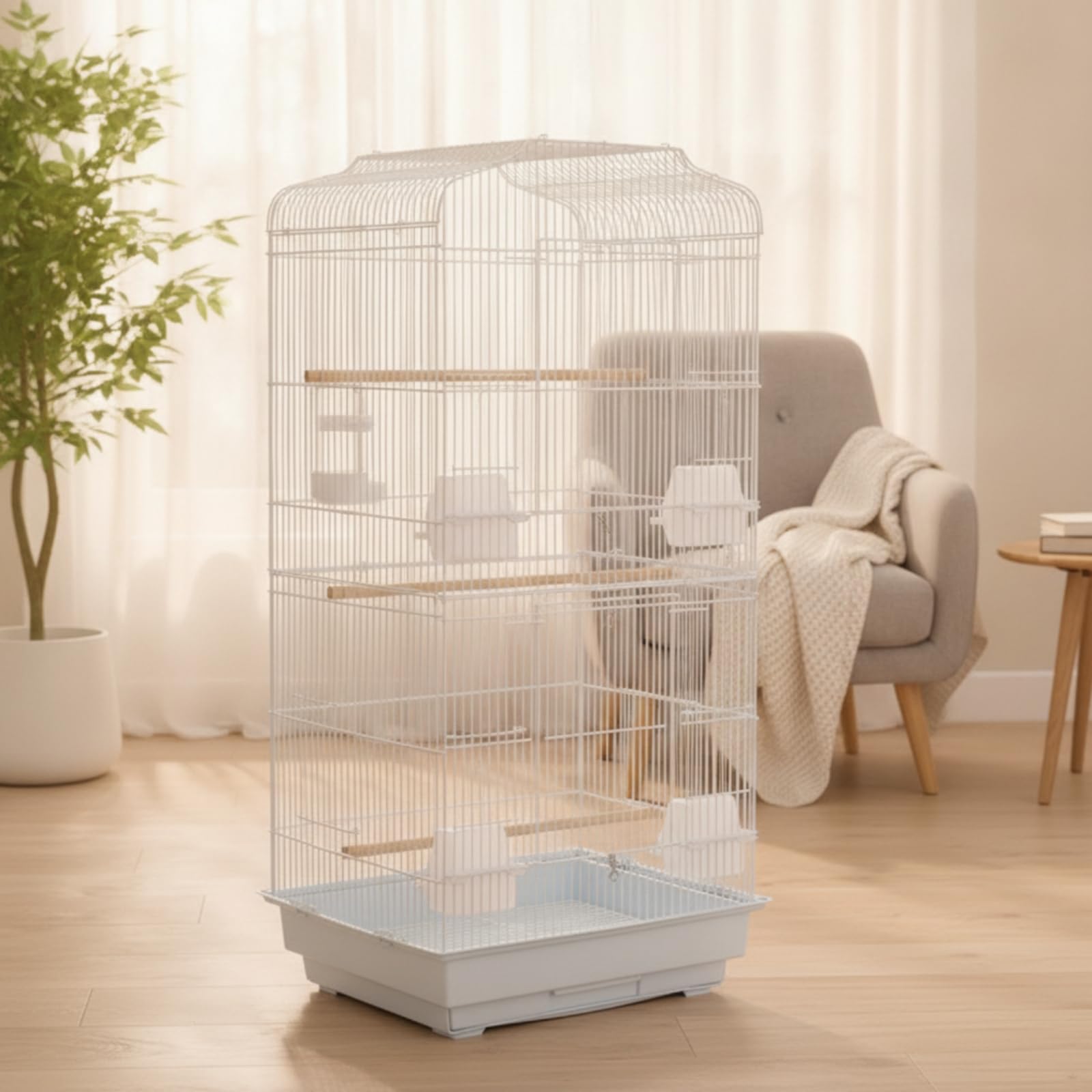 Metallkäfig mit Kotschublade engmaschig Zimmvolie mit Bodenschale ausziehbar Vogelkäfig Kotschublade für Vogelbesitz, Wohnzimm, Array, Schwarz, Standardversion