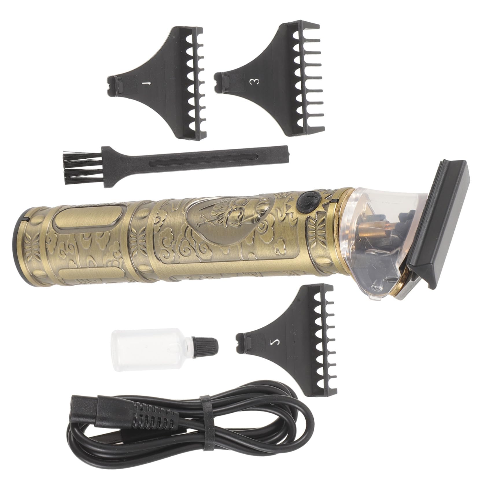 Homoyoyo Tagliacapelli Elettrico Stile Buddha Motore Potente, Taglio Liscio, Materiale Metallo, Ricarica Usb, 4 Pettini, Capacità 1200mah, per Salone di Parrucchiere