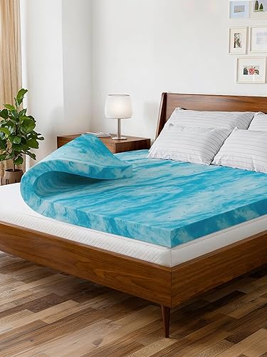 Cubrecolchón de espuma viscoelástica súper suave tamaño King, espuma viscoelástica transpirable con infusión de gel de 2 pulgadas, cubrecolchón