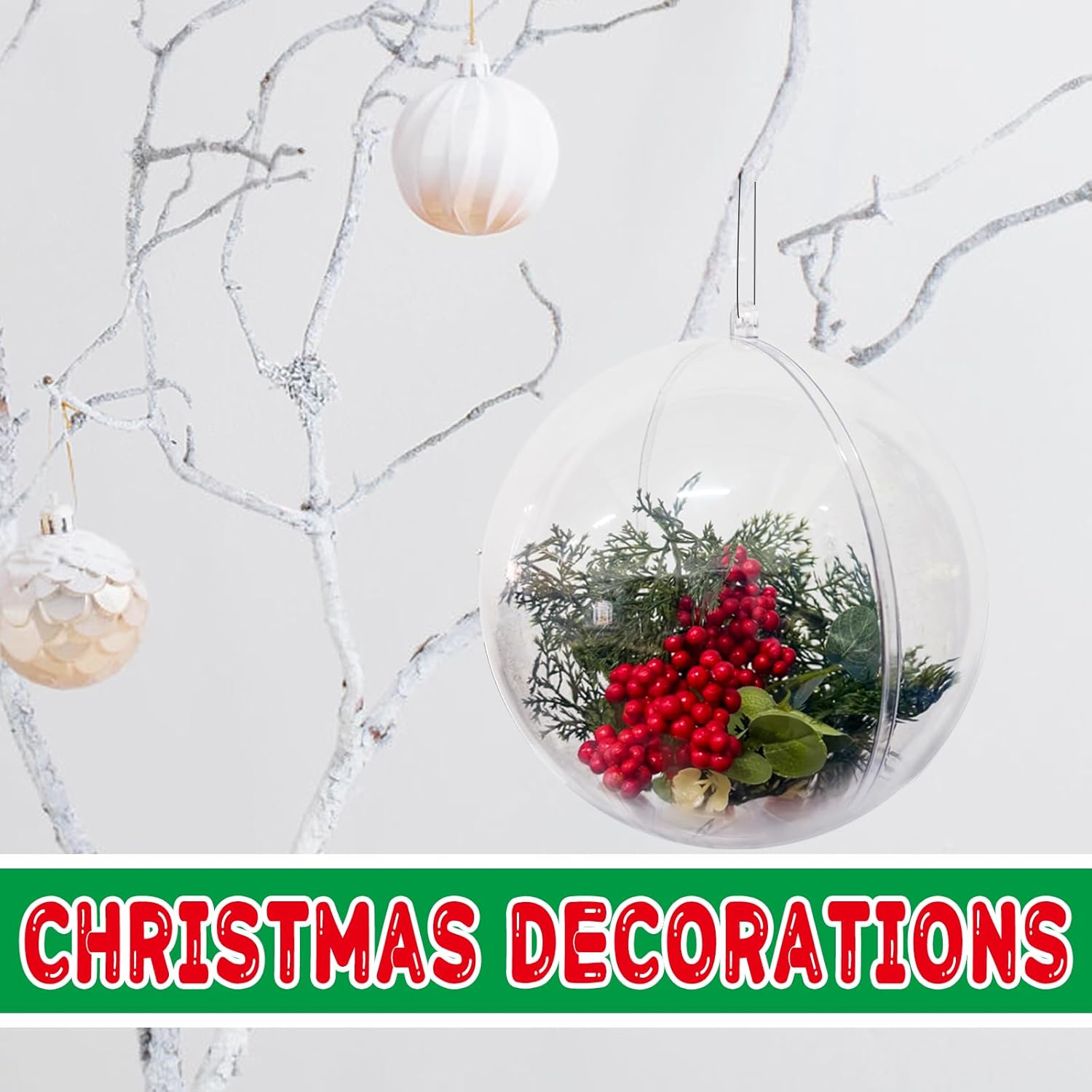 2 Pcs Extra Large Clear Ball Ornaments,7.8 inches Fillable Christmas Balls,Clear Plastic Fillable Ornaments Ball,Separate Transparent Christmas Balls for DIY Crafts Christmas Wedding Party Decor - Image 5
