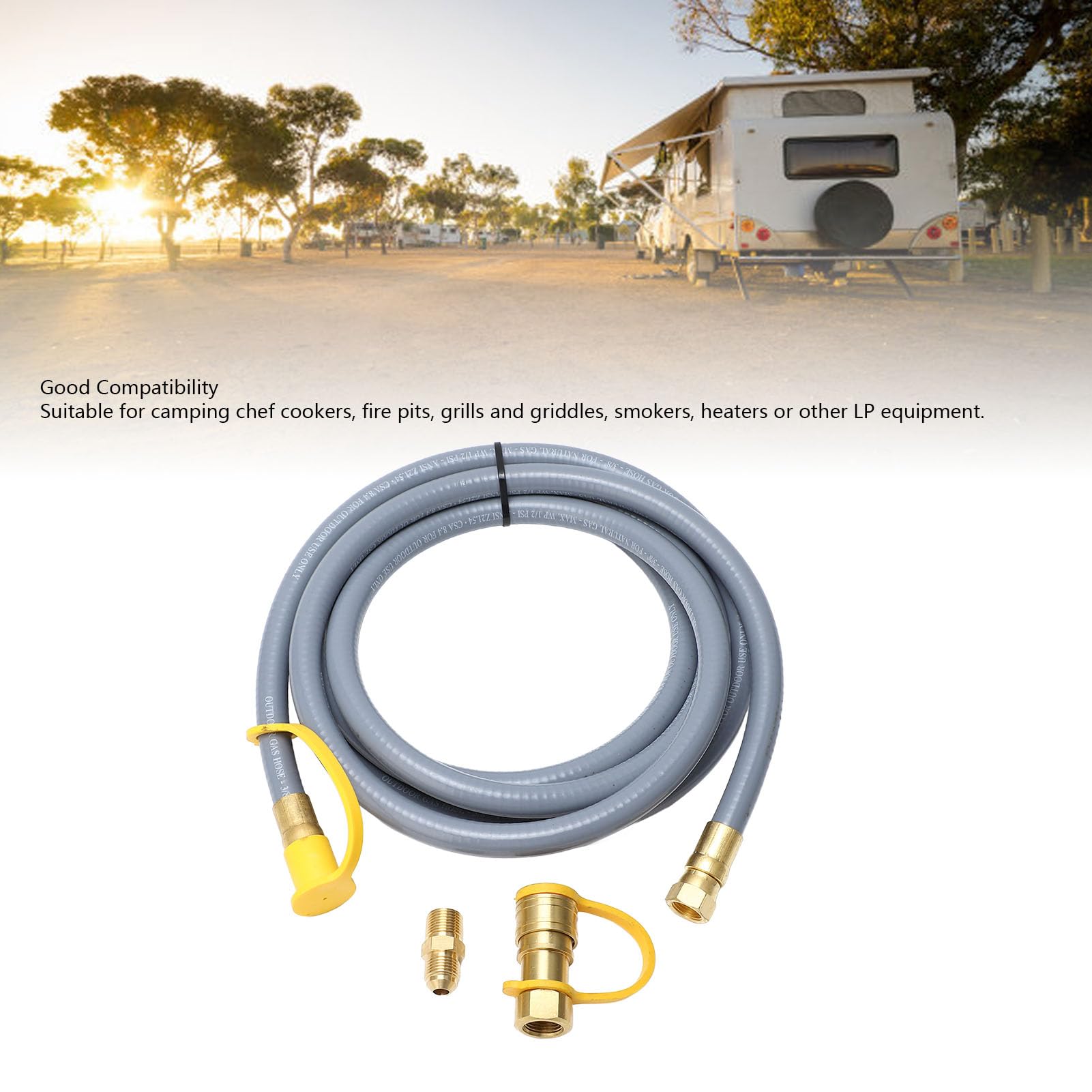 Tubo Flessibile per Griglia a Gas 12 Piedi Tubo Flessibile per Gas per in Gomma Connettore Rapido Tubo Flessibile per Gas per Stufa a Lunga Durata 12 Piedi con Connettore