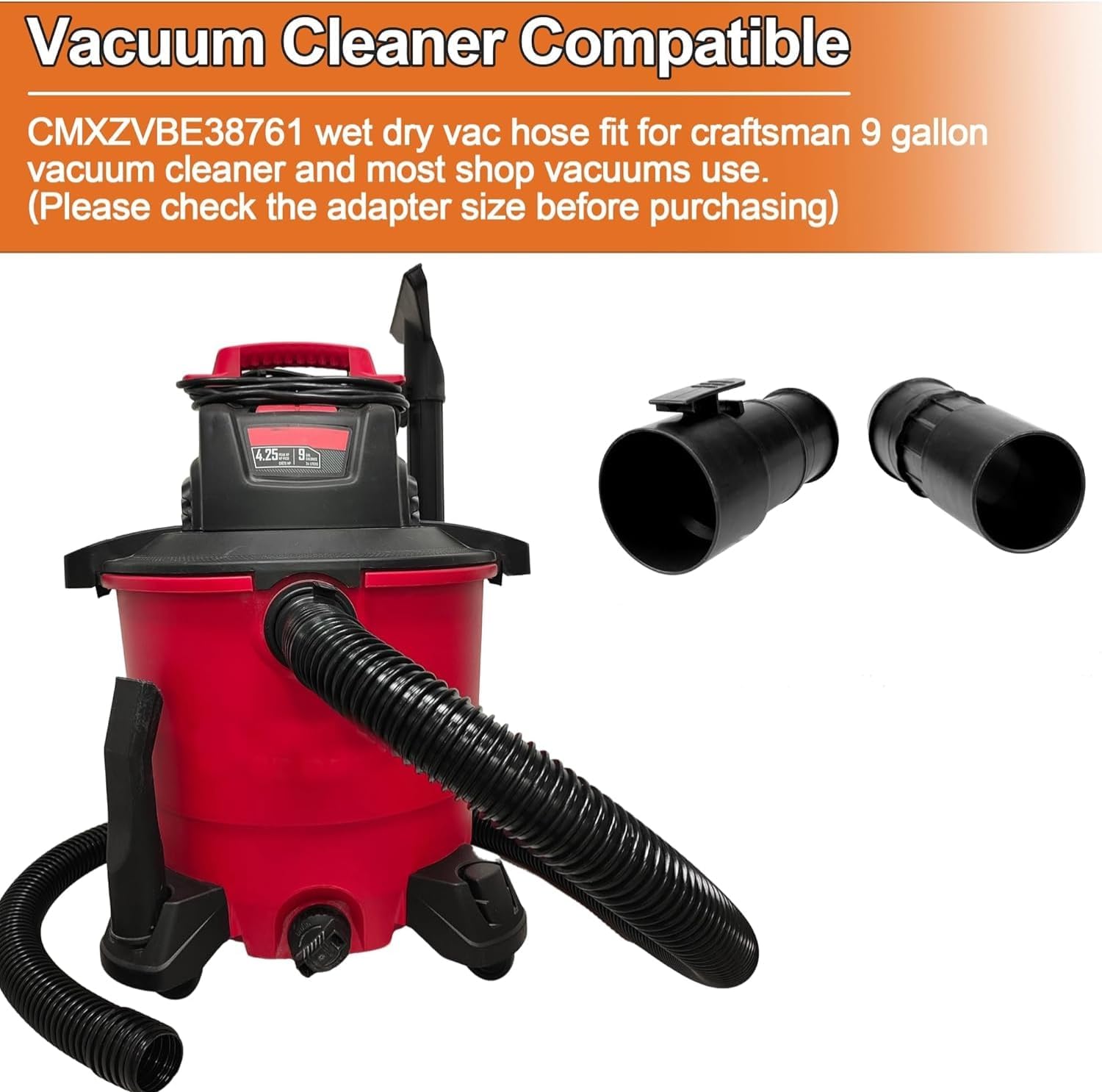 CMXZVBE38761 Wet/Dry Vac Hose, Compatible with Craftsman Shop Vacuum Cleaners 1-7/8" x 7 FT POS-I-LOCK Locking Vacuum Hose Attachments Replacement