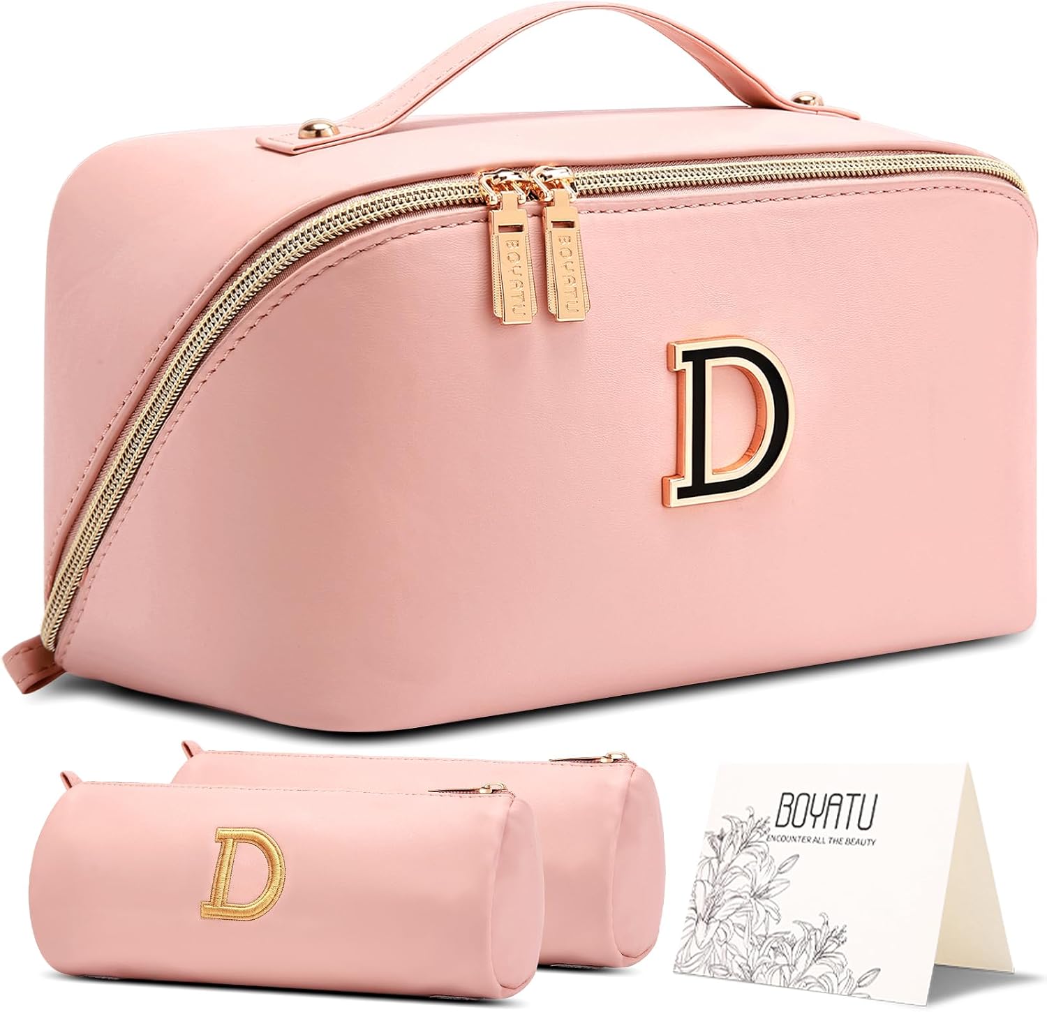 BOYATU Personalized Travel Makeup Bag: 3-in-1 Cosmetic Bag Gift for Women