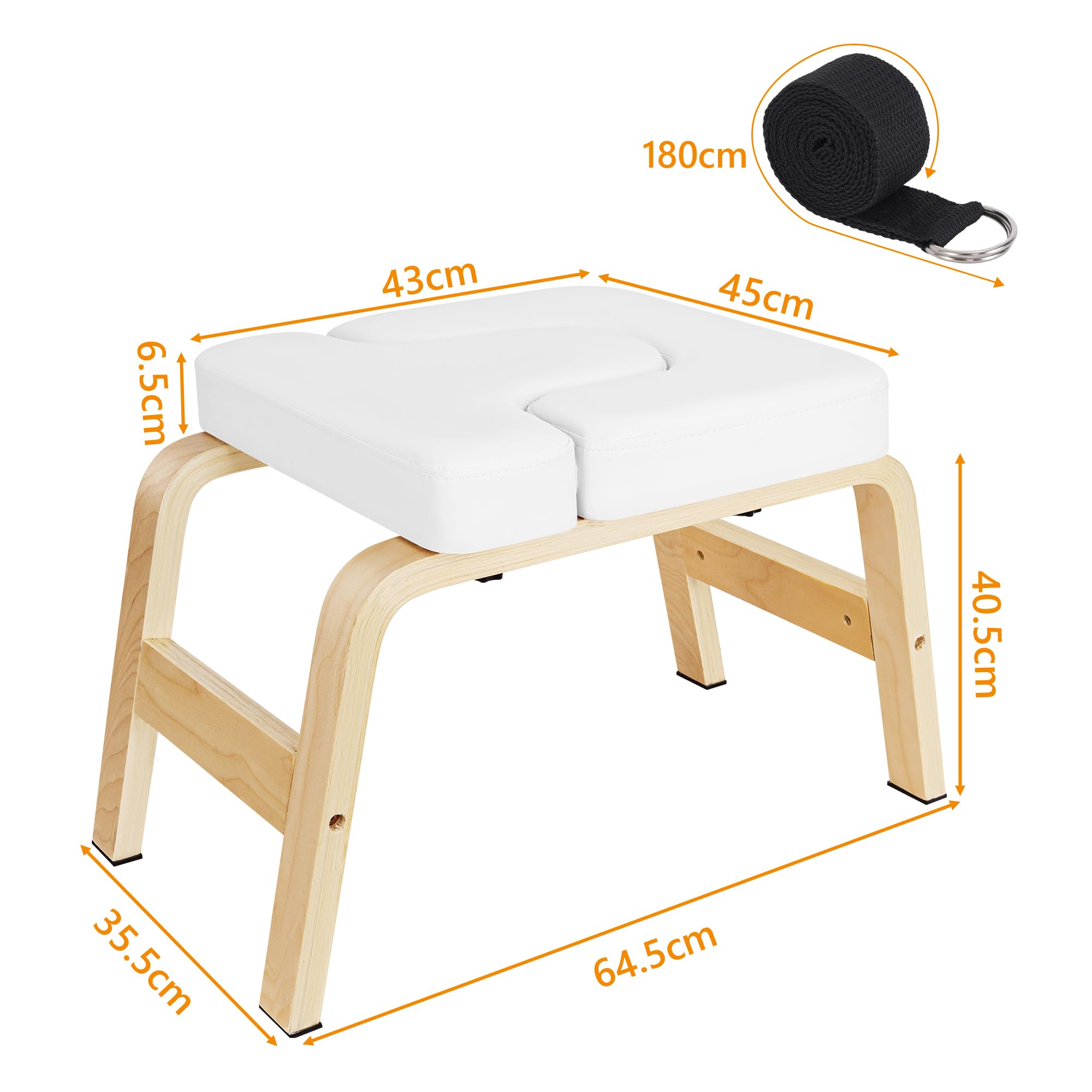 Cucina per yoga di alta qualità, 150 kg 6,3 cm di spessore, imbottitura impermeabile, piedi antiscivolo e yogurt per l'allungamento della schiena per diverse applicazioni come lo yoga, Pilates bianco