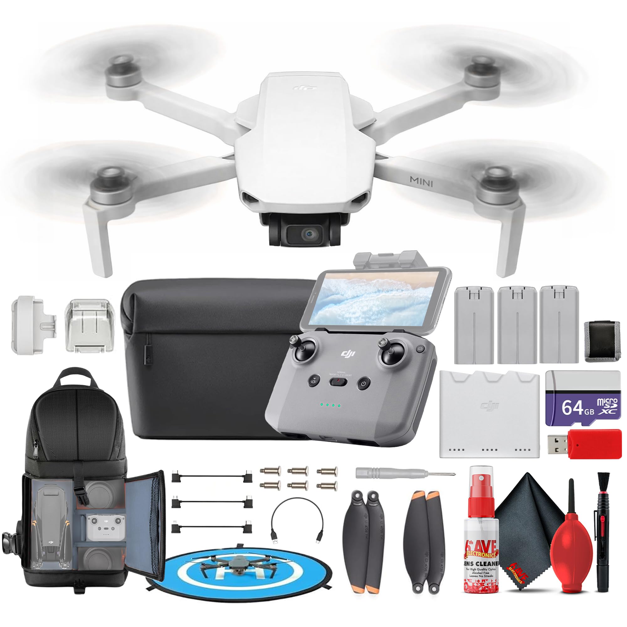 DJI Mini 4K Fly More Combo UHD Foldable Drone | Under 249 g | 12MP Camera, 3-Axis Gimbal, 31-Min Flight Time | For Beginners & Travel Photos + 64GB