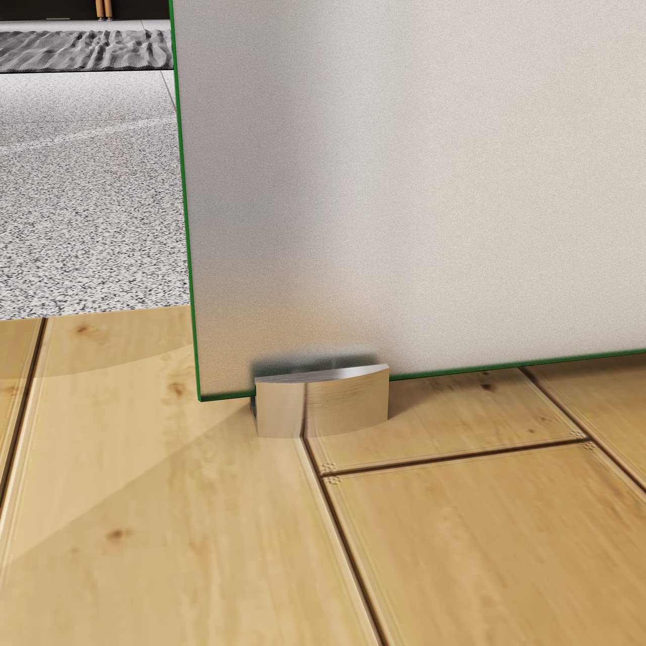 100x225 cm Porta Scorrevole in Vetro da 8 mm Temperato Opaco con Pellicola Anti-frantumi con Binario in Alluminio Bianco Verniciato