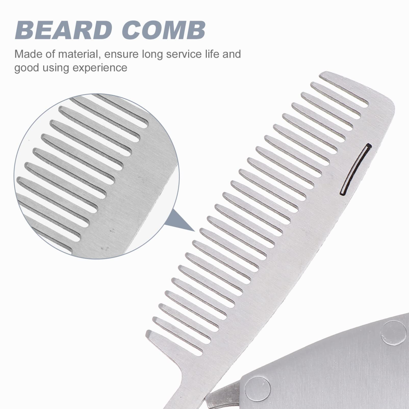 Mikinona 4 Pettini Per Barba Da Uomo A Denti in Acciaio Inox Pieghevoli Mini Portatili Per Acconciature Lisce E Lisce All'indietro