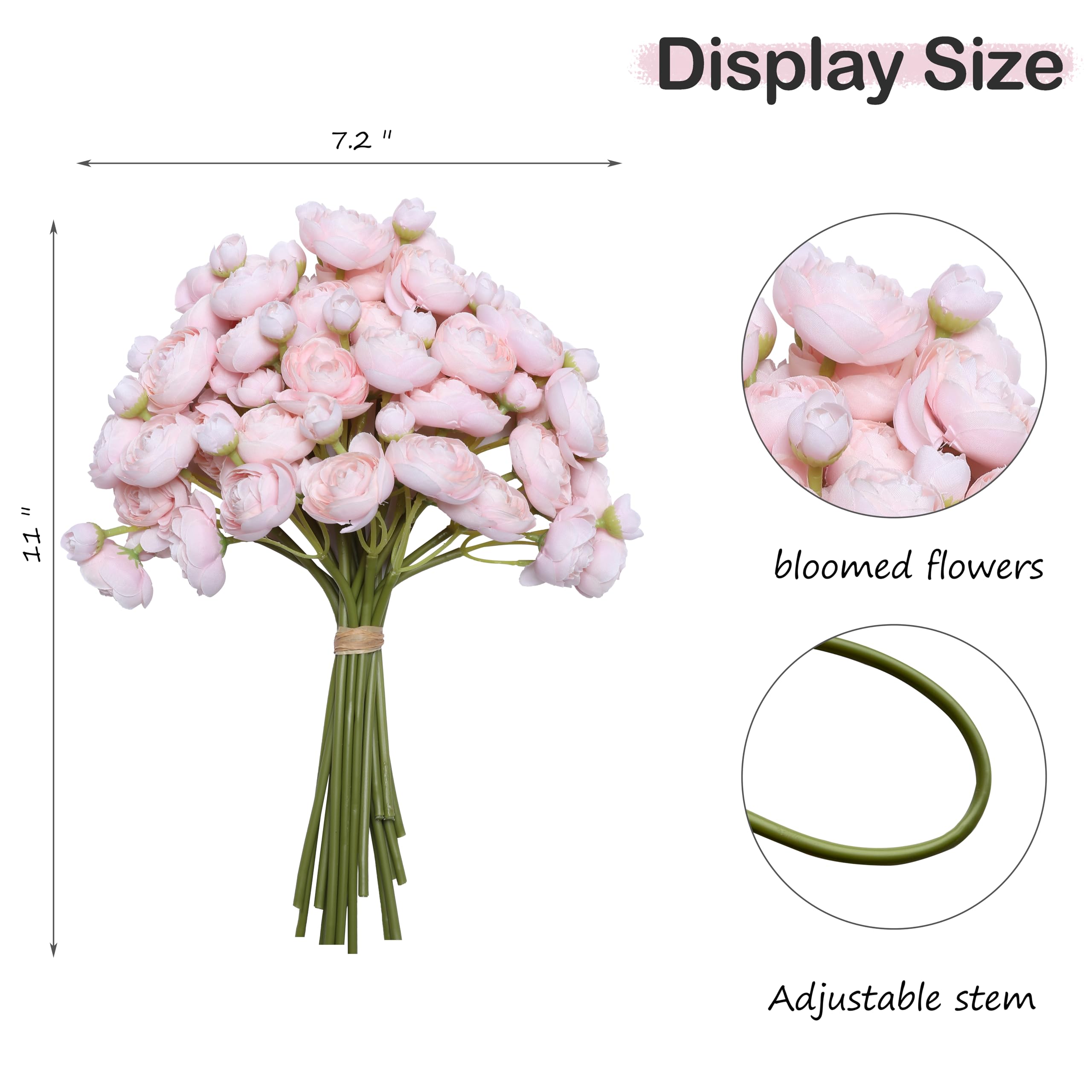 Künstliche Ranunkeln aus Seide, fühlen sich echt an, für Haus, Garten, Hochzeit, Party und Festival, Dekoration, DIY-Blumenarrangements, Rosa, 18 Stück