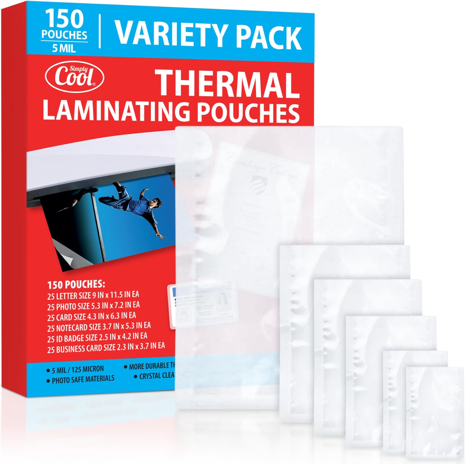 GBC Laminating Sheets, Thermal Laminating Pouches, Business Card Size, 5 Mil