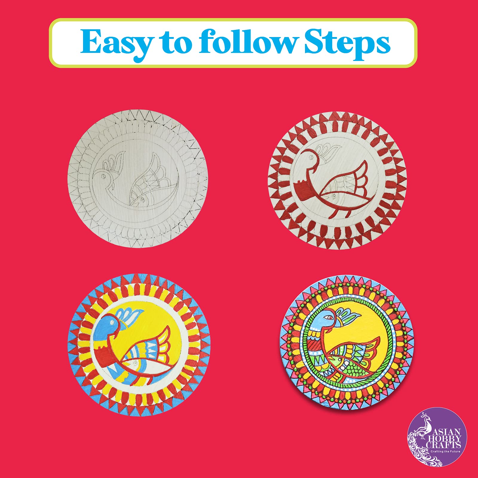 Asian Hobby Crafts Paint Your Own Ethnic Art Coasters DIY kit Paint 6 Ethnic Art Coasters Exploring 3 Art Forms with This kit