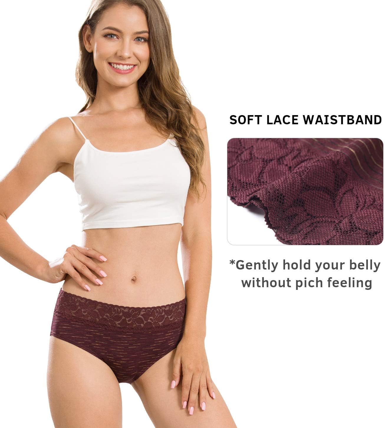 Cotton Hipster Panties for Women Lace Hiphugger Panties Bikini Underwear Pack - Image 3