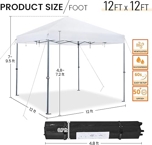 Vista 46 de Yaheetech Tienda de campaña desplegable de 10 x 10 pies para 1 persona, tienda de campaña comercial portátil instantánea, kiosco al aire libre con 1