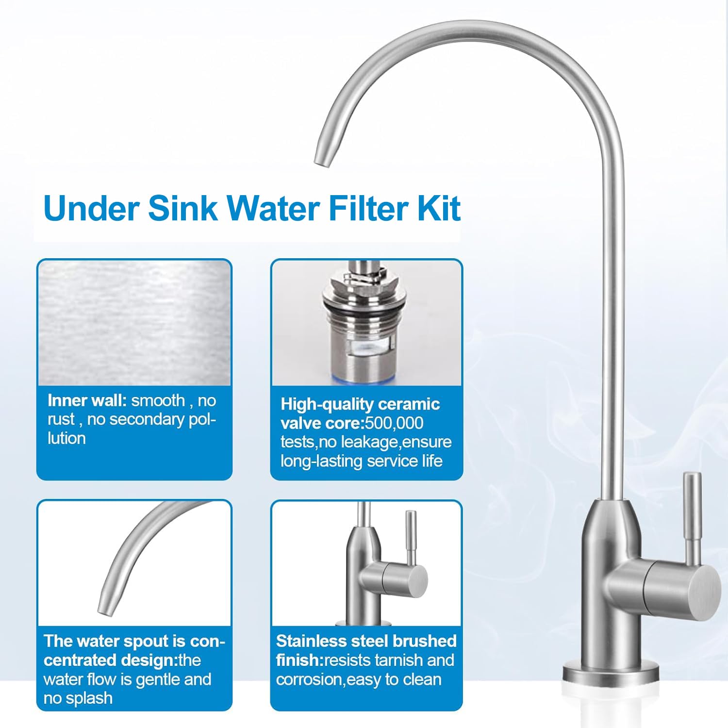 Filtro de agua para debajo del fregadero, filtro de agua con grifo para bar y baño, altamente eficaz, reduce el cloro, el mal sabor y el olor, buena opción para una máquina de hielo de encimera,