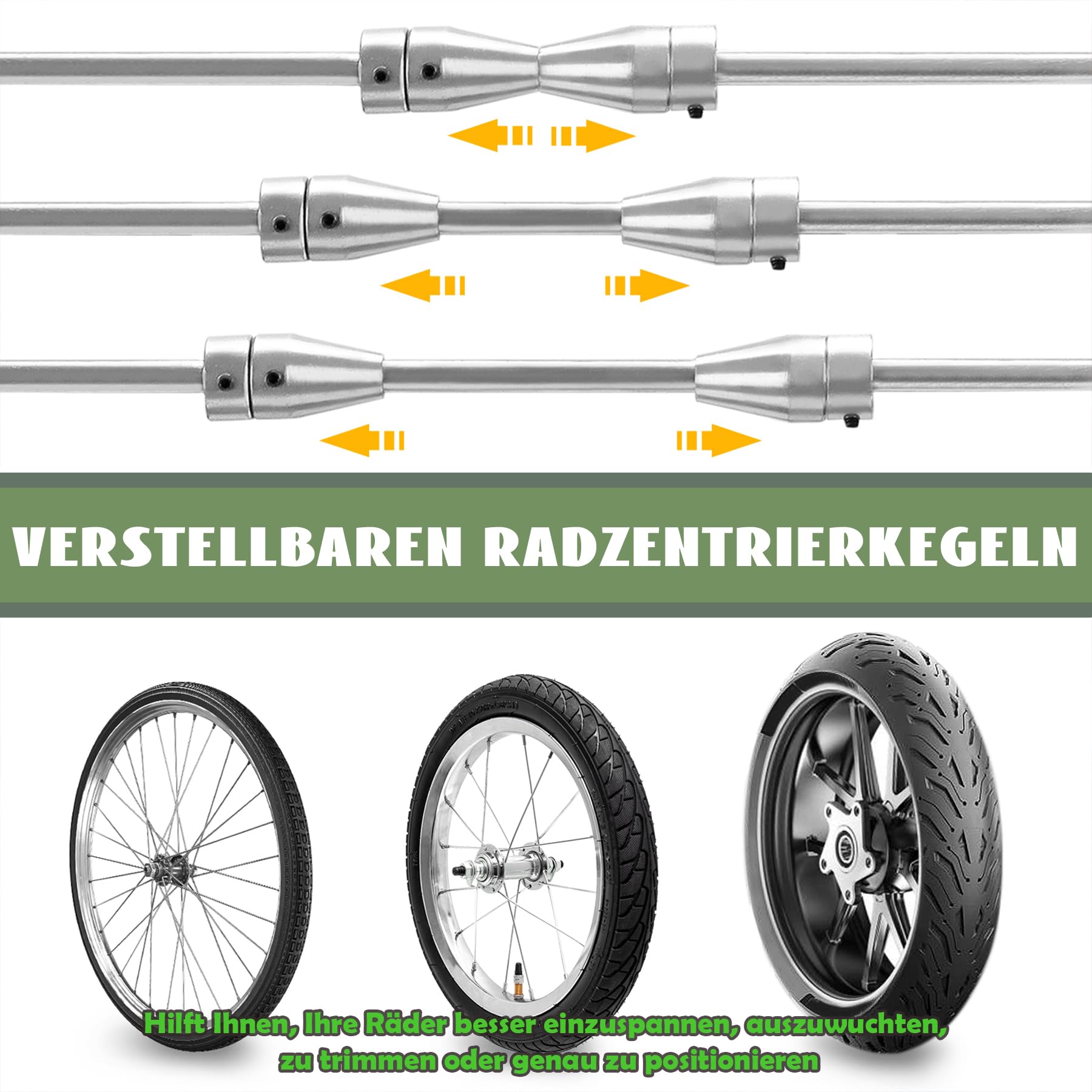 Froadp Macchina per il bilanciamento di pneumatici per moto, dispositivo di bilanciamento per pneumatici di moto, bilanciatore per motociclette con livella a bolla integrata e cono di centraggio