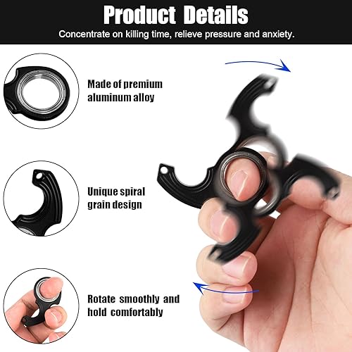 Miniatura 3 de 2 llaveros giratorios de 0.67 pulgadas de diámetro interior con 2 llaveros, llavero para la ansiedad de los dedos, llavero giratorio, juguete