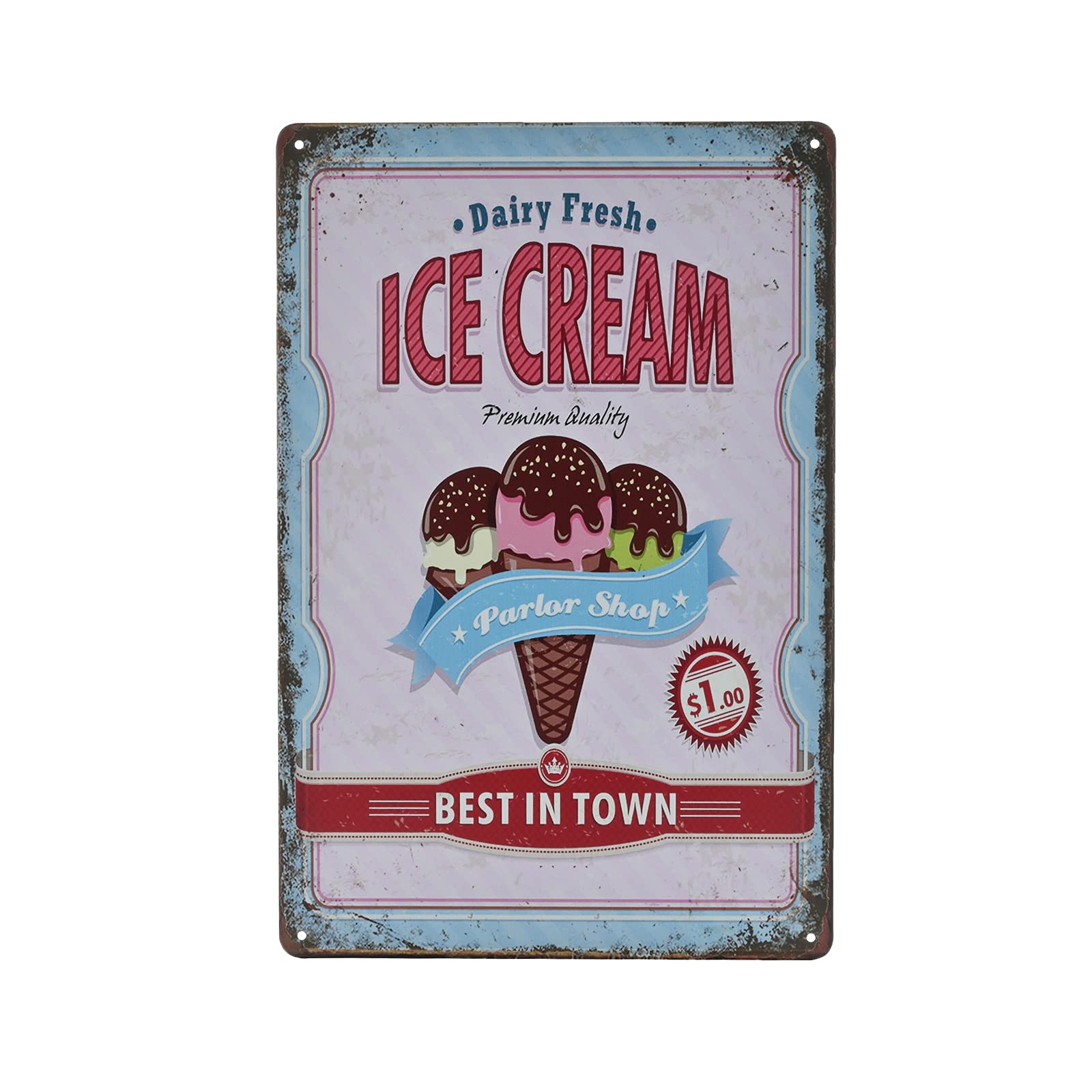 SMAZDFXX Vintage Metal Sign - Dairy Fresh Ice Cream Bakery Dessert Shop Tin Sign Decorative Wall Decor 8"x12"