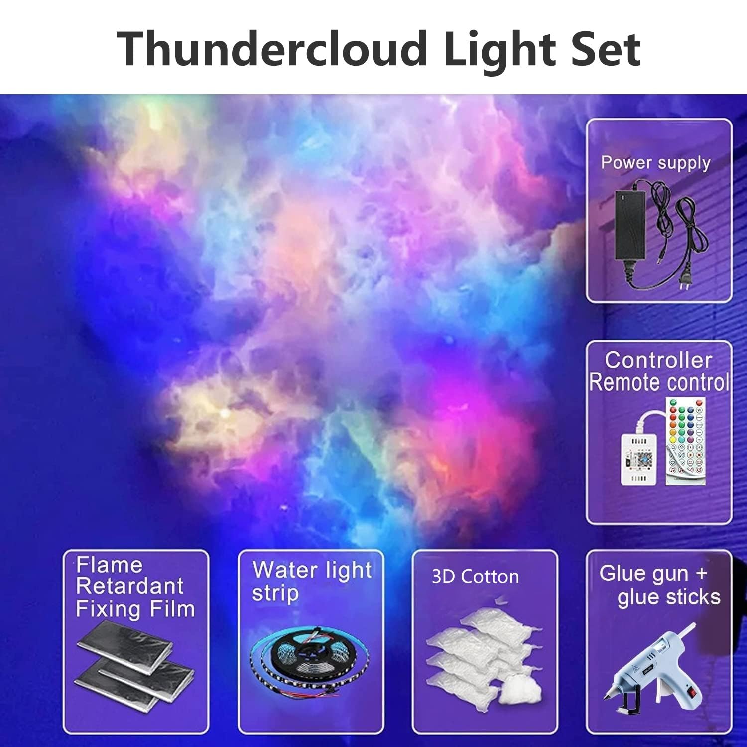 Luz LED Luces De Nubes, Luces De Halloween para Techo Luz Nocturna De Nube 3D Luces De Pared De Nube De Sala De Juegos con Color Ajustable para Fiesta En Decoracion Habitacion Club