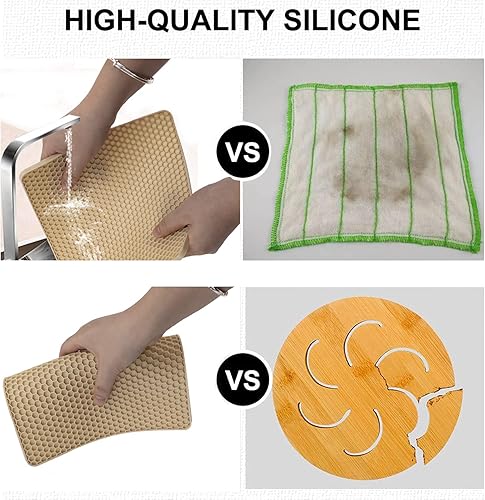 Miniatura 5 de Paquete de 4 salvamanteles de silicona para ollas y sartenes calientes, soportes para ollas, alfombrillas de silicona antideslizantes y resistentes