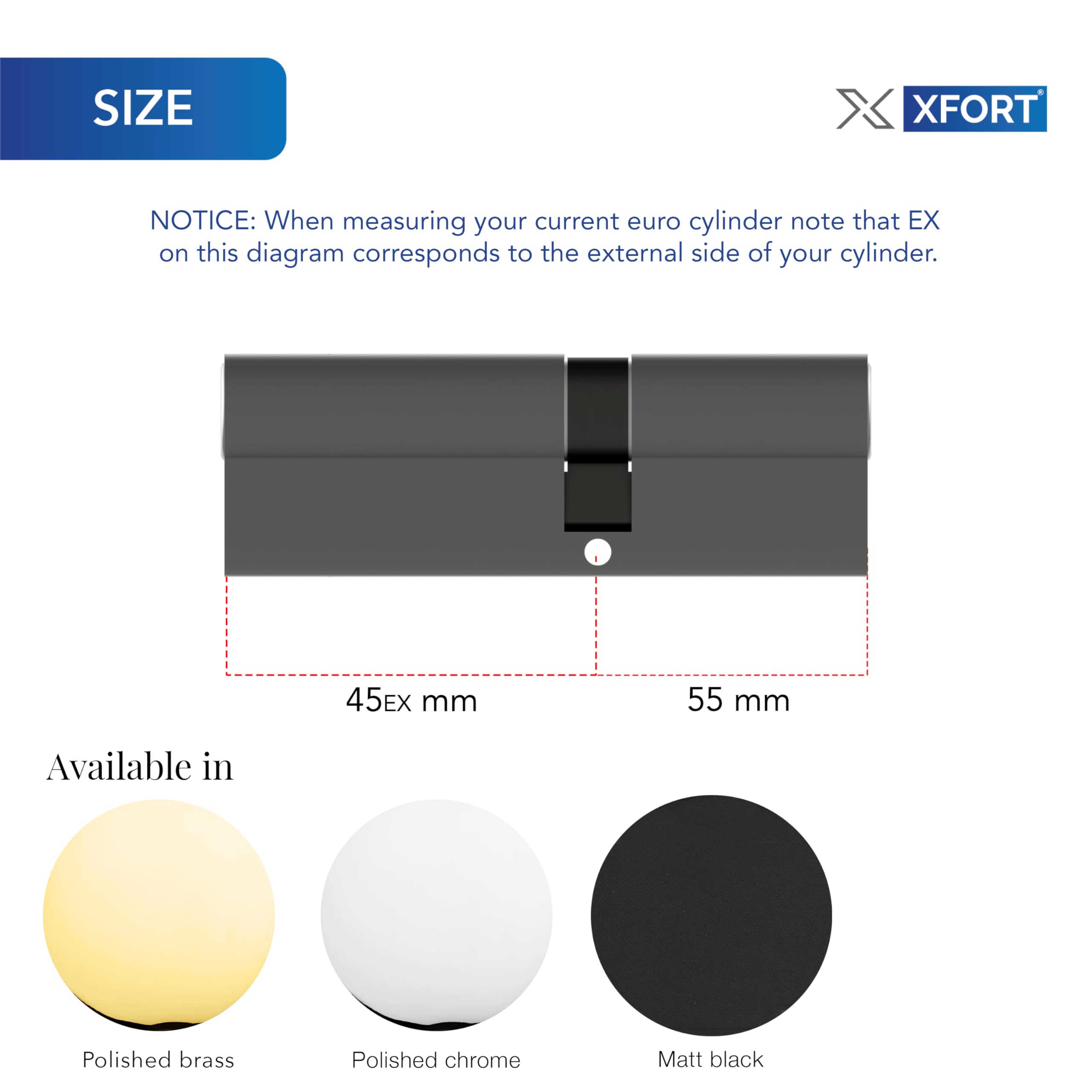 XFORT Matt Black 45/55 Euro Cylinder Lock (100mm), UPVC Door Lock, 6 Pin Cylinder Lock with 3 Keys, PVC Door Lock - Image 4