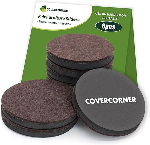 Deslizadores de muebles para pisos de madera dura, 8 unidades, deslizadores de 4 34 pulgadas para mover muebles, almohadillas de fieltro para pisos
