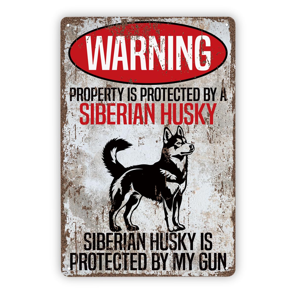 Protected By Siberian Husky Tin Sign, 11.8x7.9in Yard