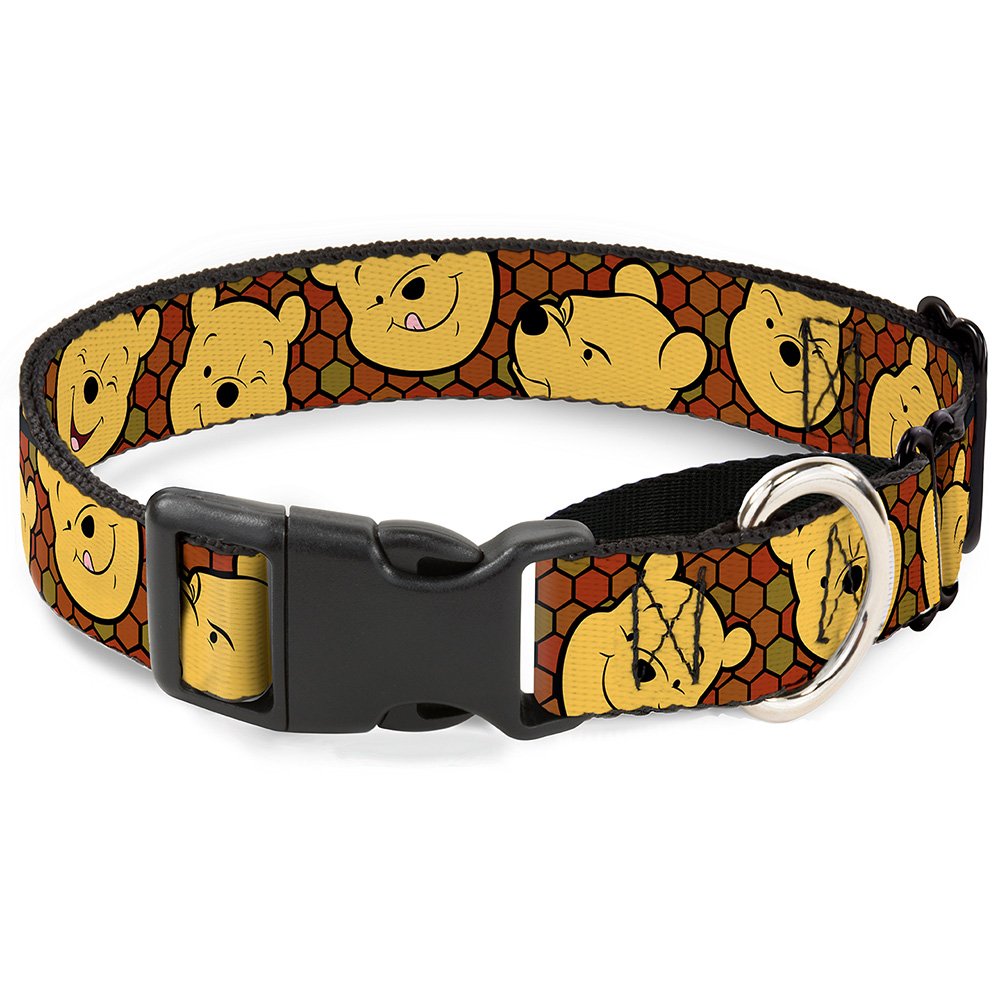 Buckle-Down Martingale Köpek Tasması - Winnie the Pooh Expressions/Petek Siyah/Kahverengiler - 2,54 cm Genişlik - 38,1-66,04 cm Boyun Boyuna Uygun - Large