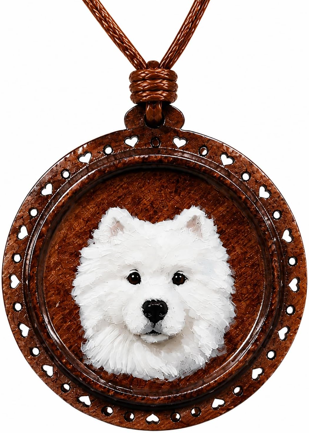 Custom Hand-Painted Dog Pendant Necklace – Personalized Pet Jewelry, Wooden Charm Necklace, Unique Gift for Dog Lovers, Adjustable Cord Accessory