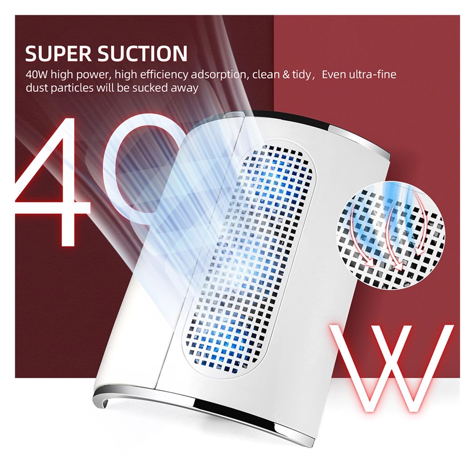 3 40W Aspirador profesional de polvo uñas con ventilador fácil usar
