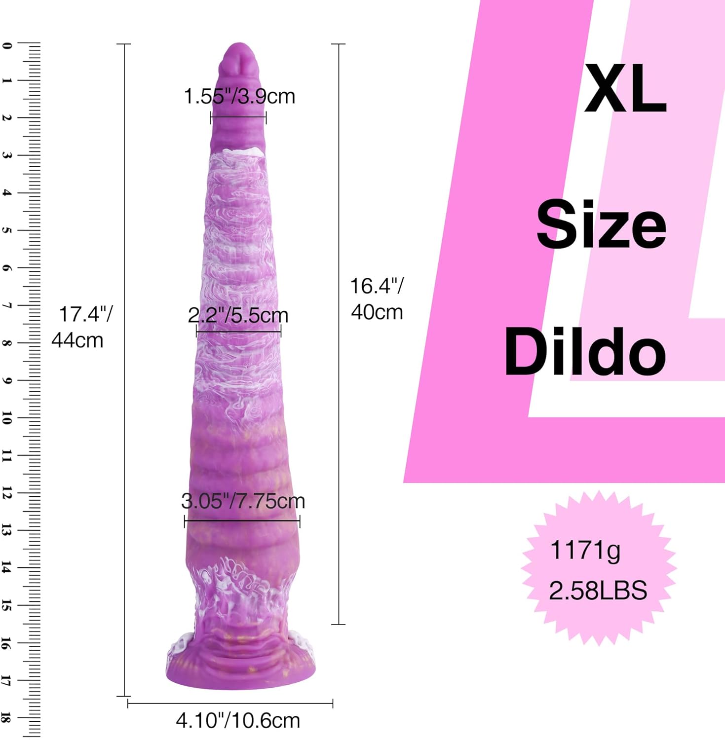 Hismith 17.4" Silicone Tentacle Toy, Ultra-Long 16.1" Insertable Fantasy Dong, Tower-Shaped Anal Plug with KlicLok System, Fantasy Series