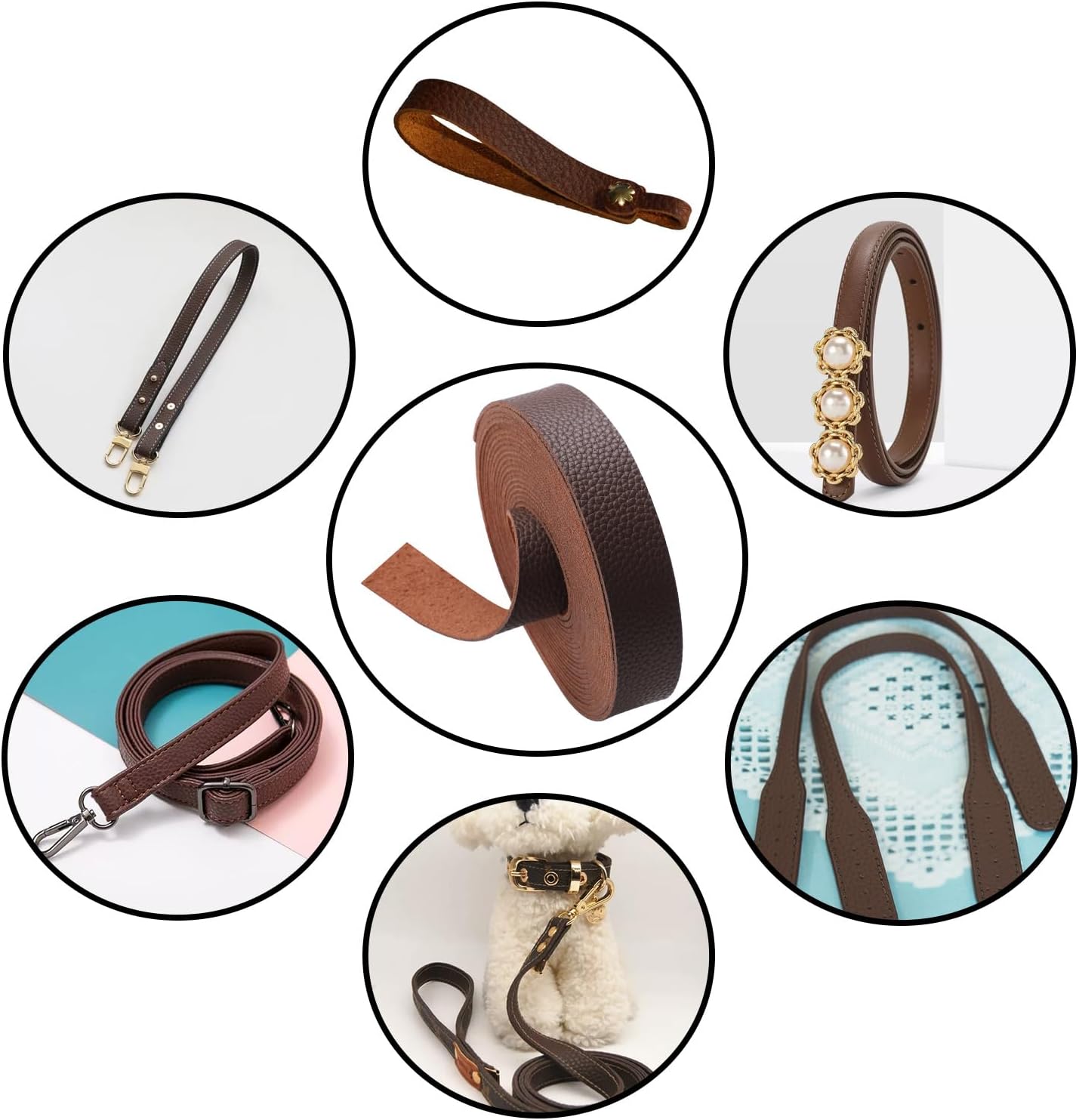 picheng Faux Leather Strap 1 Inches Wide Lychee Texture Leather Straps for Crafts, 200 Inches Long Faux Leather Strips - Image 4