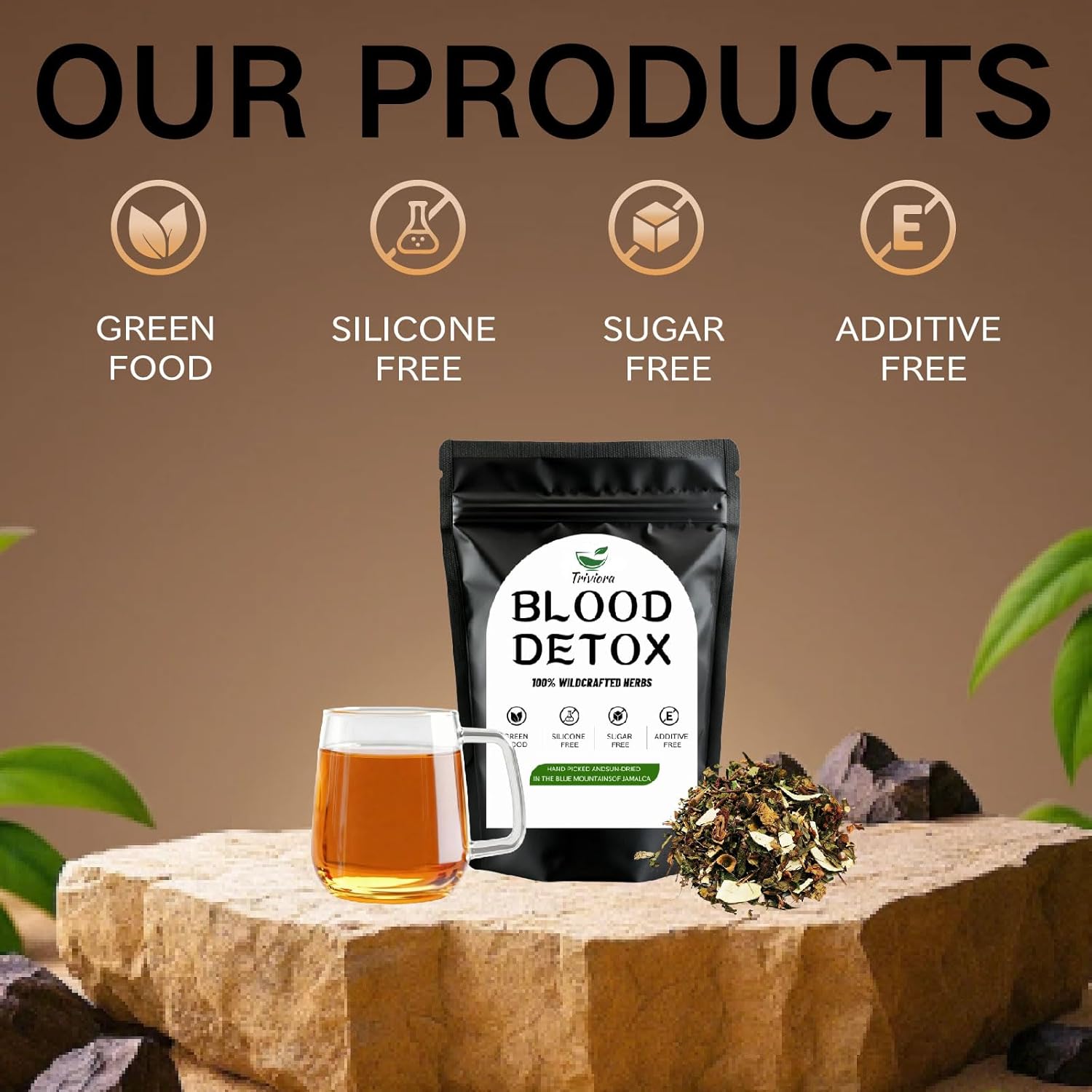 Jamaica Healling Garden Blood Detox Tea - Caffeine Free Herbal Detox Tea with Natural Wildcrafted Herbs , Traditional Blood Cleanse Herbal Tea, Daily Wellness, Hot or Iced Tea Drink, 170g / 5.99 oz (1 Pack)