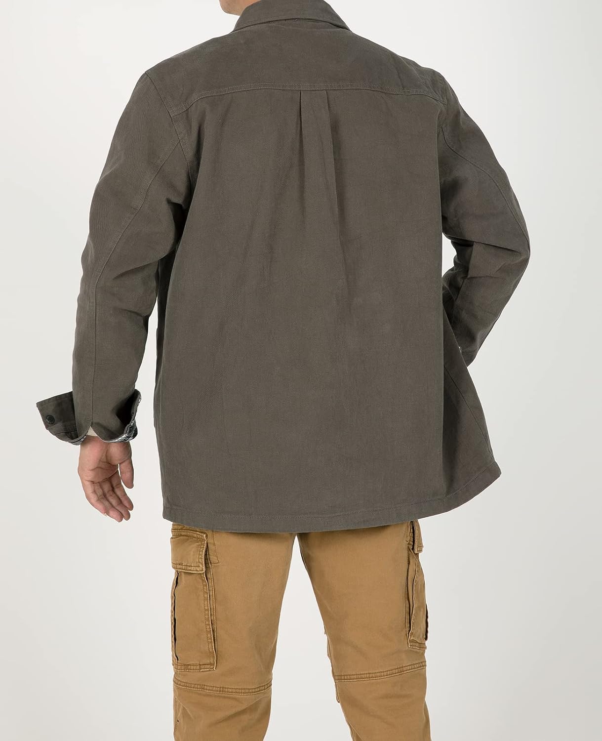 ZENTHACE Men's Heavy Washed Rugged Cotton Shirt Jac Outdoorsy Utility Jacket(Full Flannel Lined) - Image 6