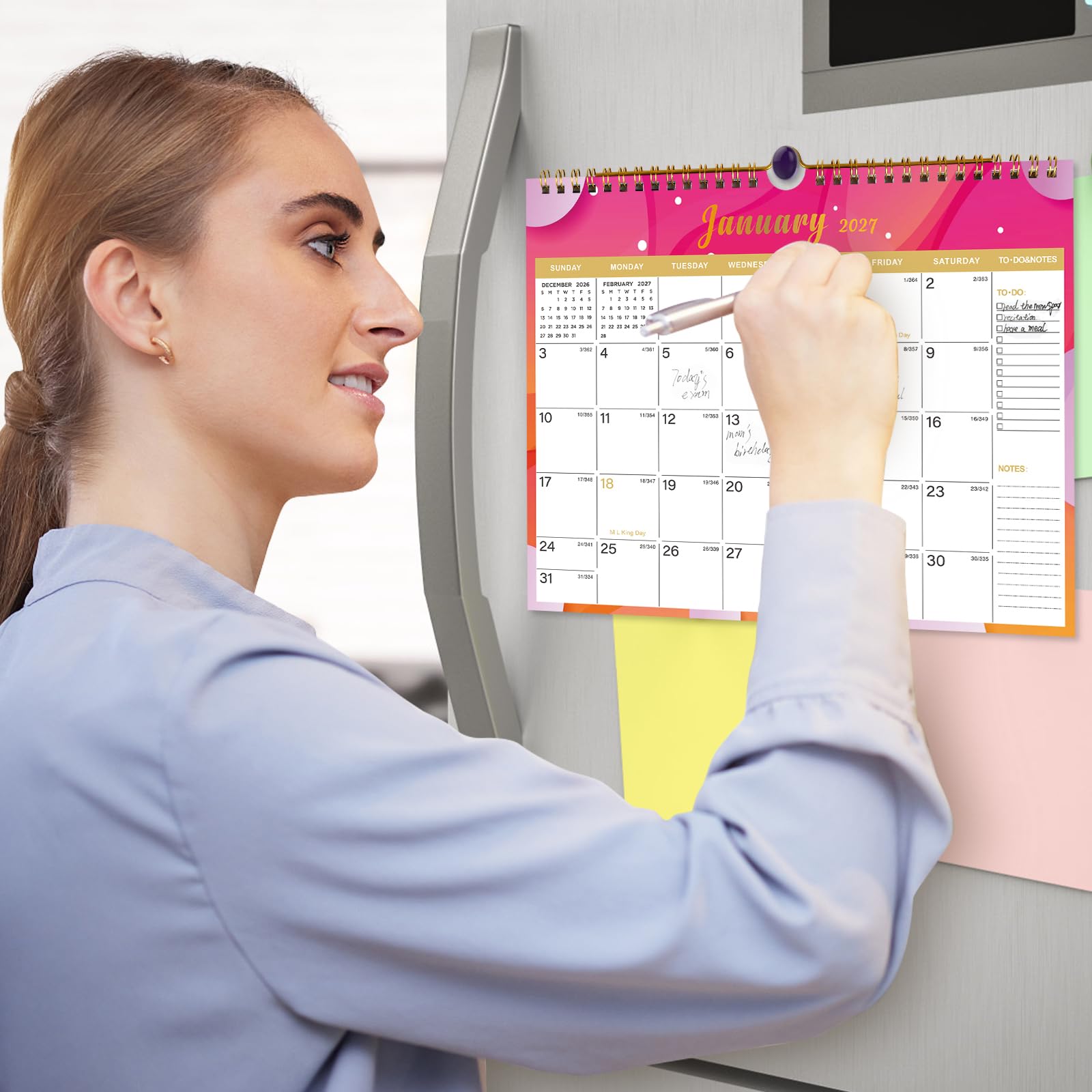 Lbylyhxc Kalender 2026–2027 – inklusive Monats-Wandkalender Juli 2026 bis Dezember 2027–18, 2026–2027, 27,9 x 21,6 cm. Dickes Papier mit Julianischen Daten und Block für Neujahrs- und