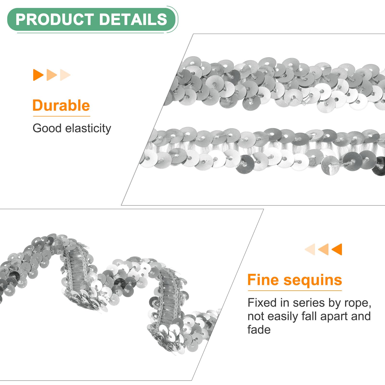 M METERXITY 1-Pack Elastic Sequins Trim - Image 2