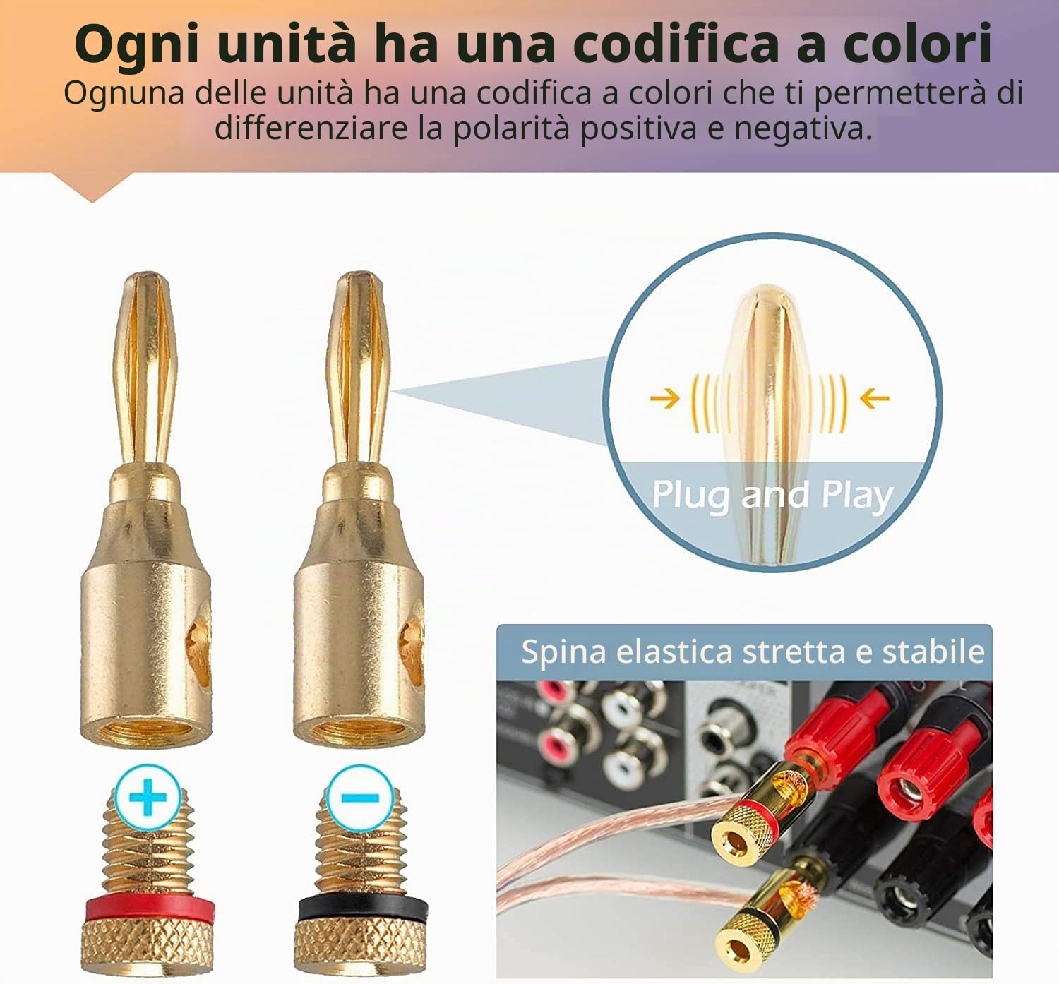 Spine a banana per altoparlanti da 4 mm, connettori per cavi, Greluma 10 pezzi