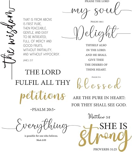 Vista 14 de BBTO Calcomanías de Versículos Bíblicos Adhesivas Inspiradoras, Calcomanías de Pared con Citas Religiosas Motivacionales, Adhesivos de Escritura