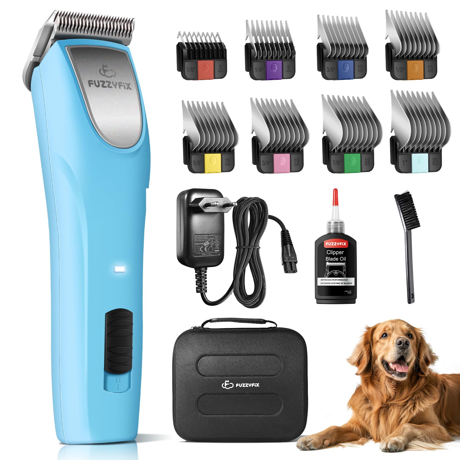 FuzzyFix Tosatrice per Cani Professionale,Tosatrice a 2 Velocità Design Ergonomico per Cani e Gatti, Tosatrice per Peli di Animali Spessi, Lunghi e Ricci