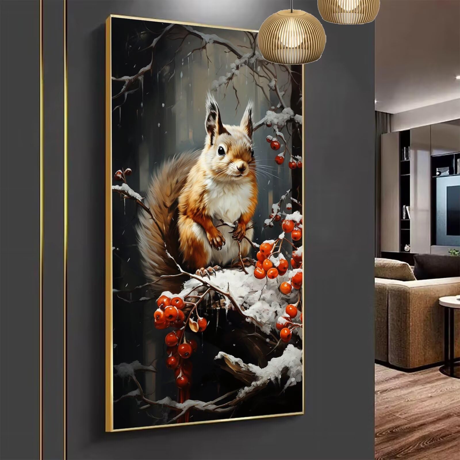 Peinture Numero Adulte Animal Peinture Par NuméRos Grand Format Écureuil Loisirs CréAtifs Adultes Enfant DIY NuméRo D'Art Complet Kit DéButants ,Cadeau GarçOns Filles , Sans Cadre 70x140cm M-1010