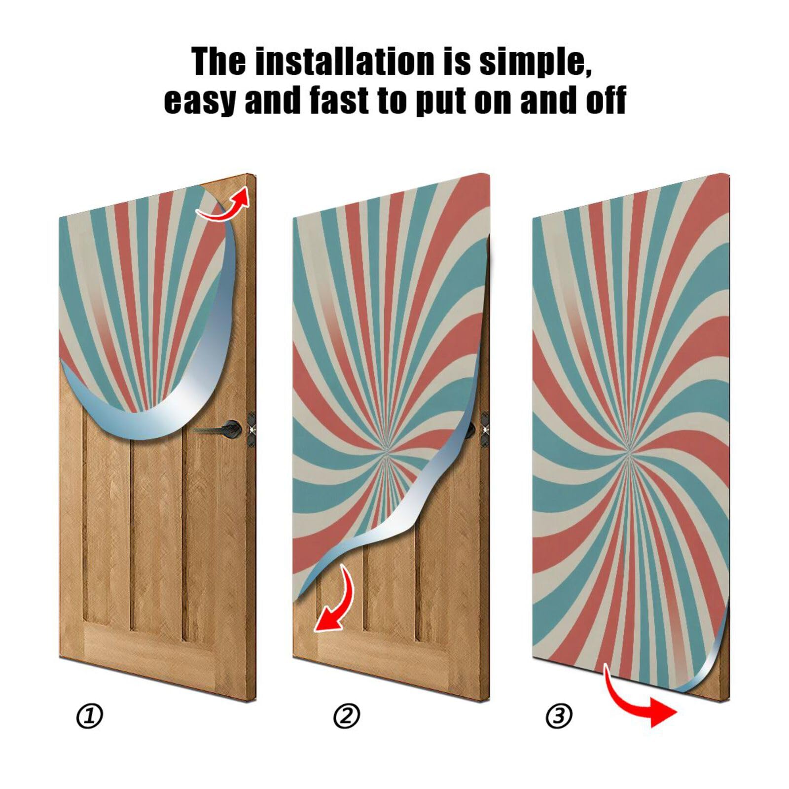 FLildon Retro Sunlight Stripes Door Cover Decoration, Party Accessory Porch Decor for Festive Ornament Room Door Covers 36 x 98 Inch