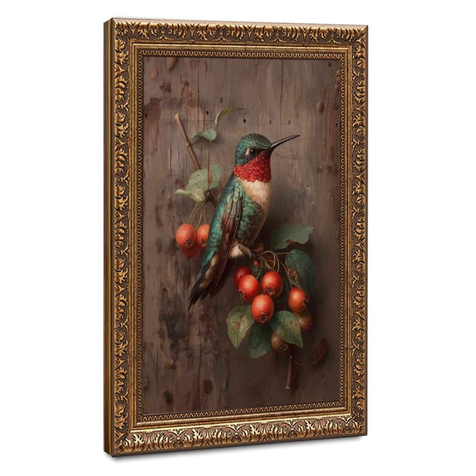 Bareronor Off-White Vintage Hummingbird Canvas Poster Bedroom Decor Landscape Office Room Decor Gift 24" L X 36" W