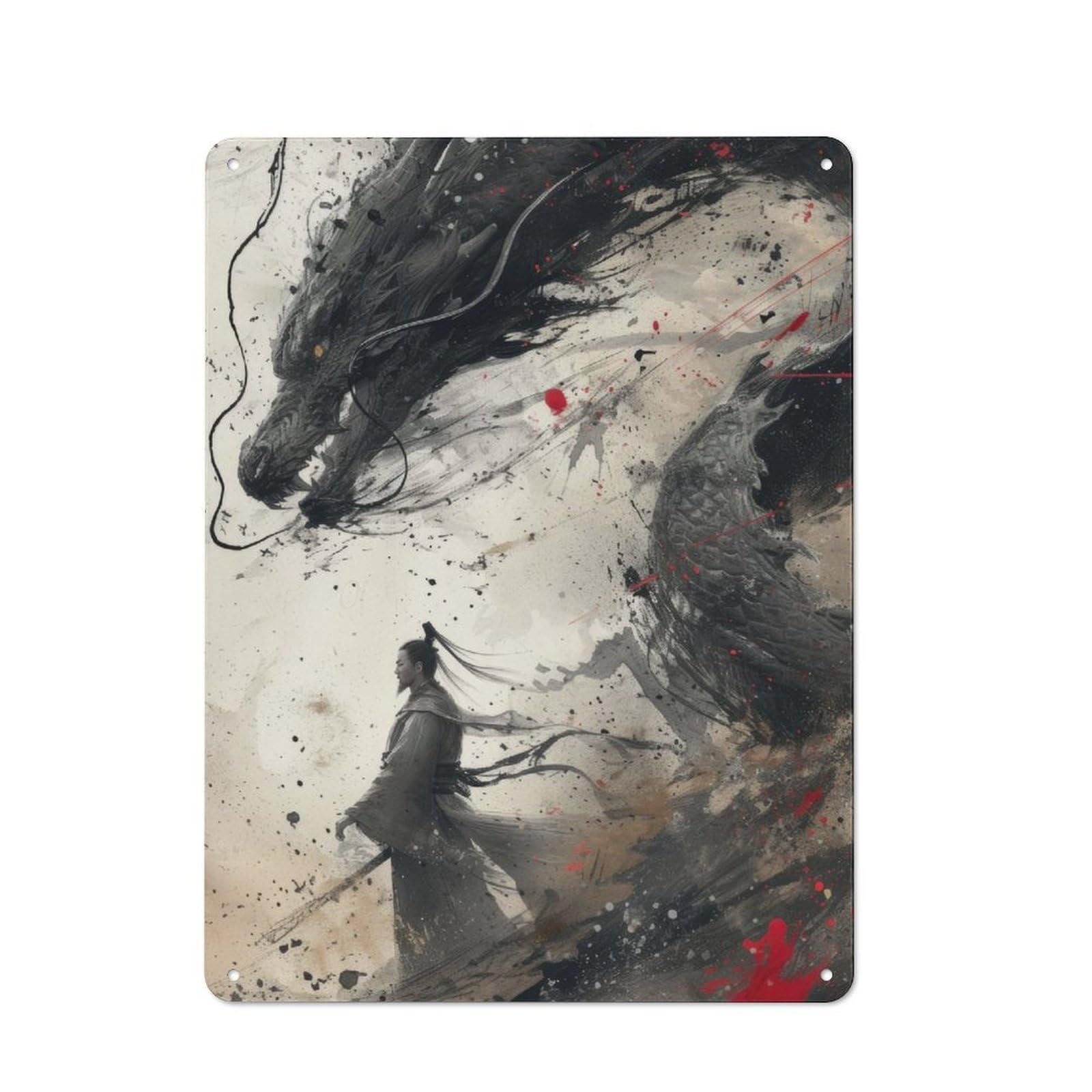 Junmoney Chinese Dragon Tamer Industrial-Style Tin Sign 40X30cm For Pub Or Café, Suited To Pub Decor Enthusiasts