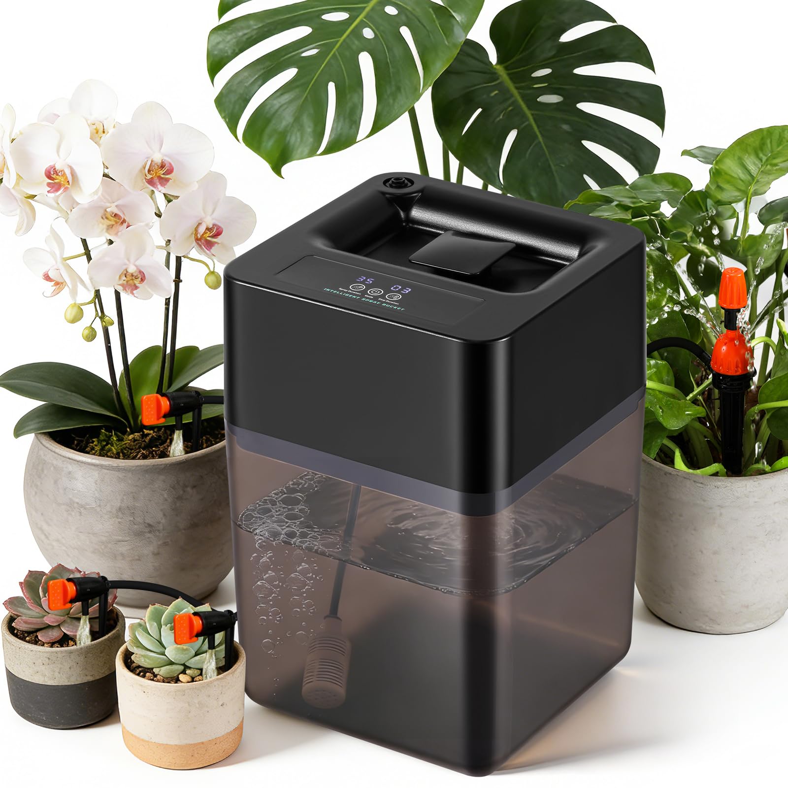 BAOSHISHAN Irrigatore automatico per piante da interno con serbatoio d'acqua da 3,2 galloni, 2 tipi di spruzzatura e gocciolamento sistema di irrigazione per piante da interno per 20 piante, sistema