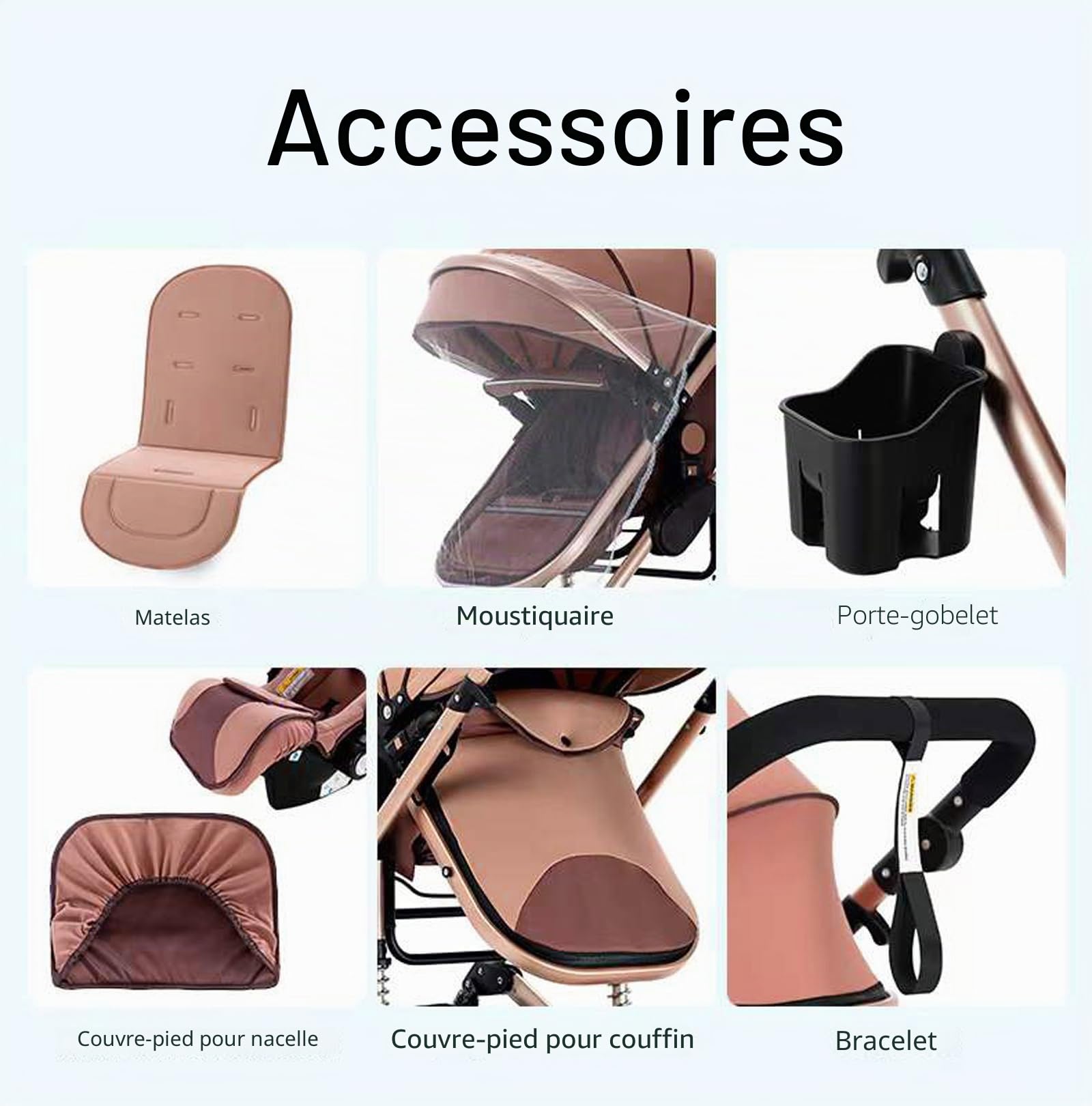 MoLi Poussette 3 en 1, poussette avec mode double poussée réversible, buggy avec grande nacelle confortable, poussette combinée 3 en 1, cadre en alliage d'aluminium, pliable, haute paysage (739 kaki)